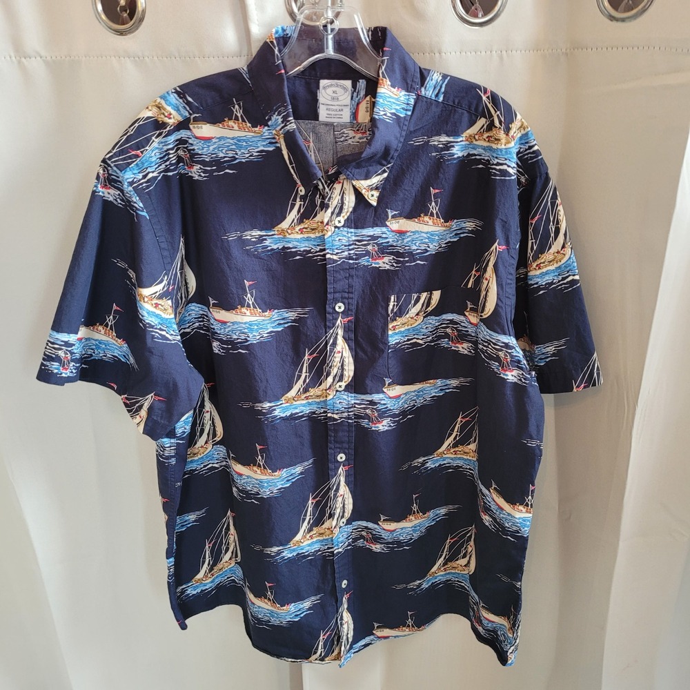 Brooks Brothers Mens Button Down Shirt XL Sailboat Nautical Preppy Coastal 21806